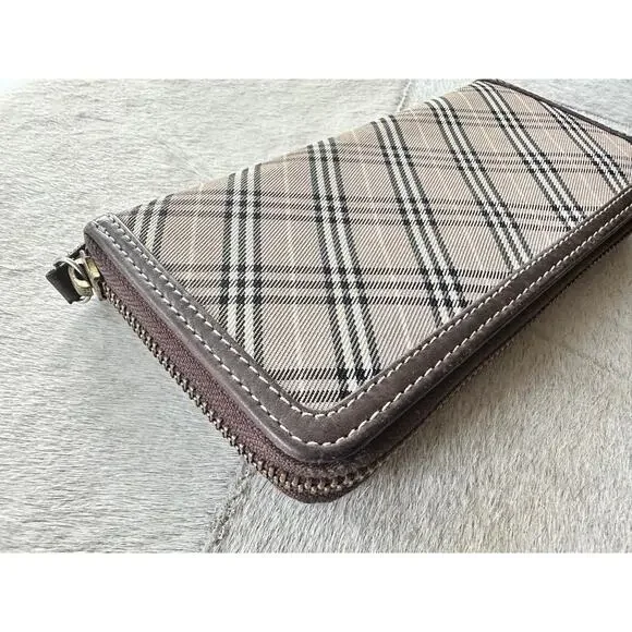 Burberry Blue Label Plaid Zip Around Long Wallet - Picture 5 of 13